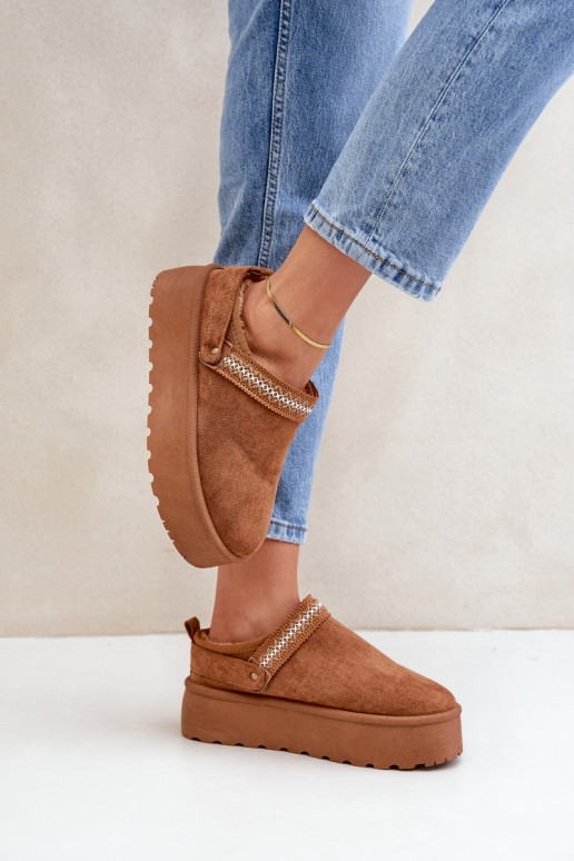 sniego batai Su puošniais Haftem rudos spalvos Selithria