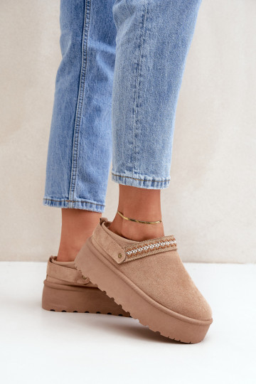 sniego batai Su puošniais Haftem smėlio spalvos Selithria 2