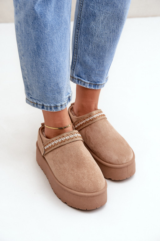 sniego batai Su puošniais Haftem smėlio spalvos Selithria