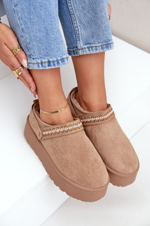 sniego batai Su puošniais Haftem smėlio spalvos Selithria