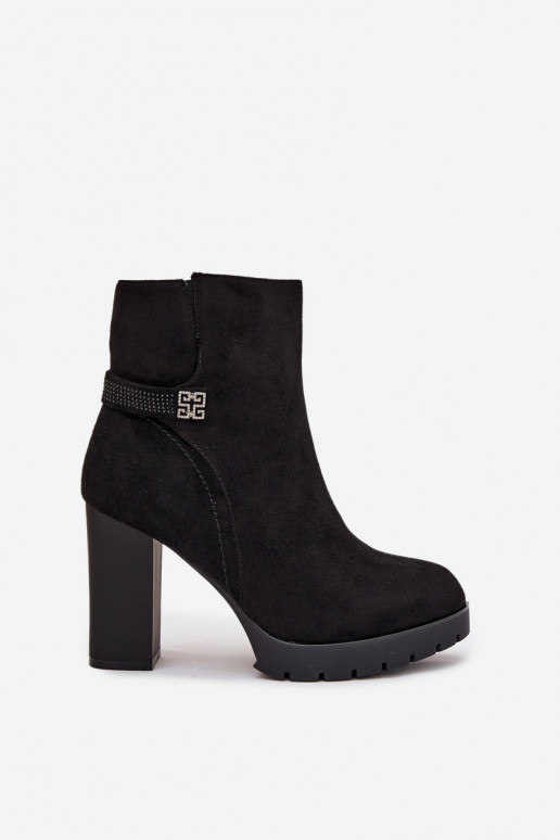 pašiltinti Moteriški aulinukai su dekoruotais kulnais juodos spalvos Zayna