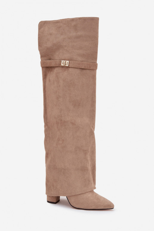 pašiltinti ilgaauliai bataisuINyĮiniętą CholeĮką virš kelių Obcas Słupek smėlio spalvos Serelle