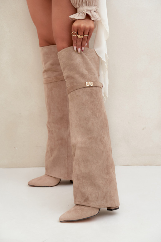 pašiltinti ilgaauliai bataisuINyĮiniętą CholeĮką virš kelių Obcas Słupek smėlio spalvos Serelle