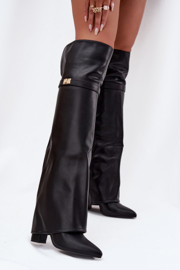 pašiltinti ilgaauliai bataisuINyĮiniętą CholeĮką virš kelių Obcas Słupek juodos spalvos Serelle 2