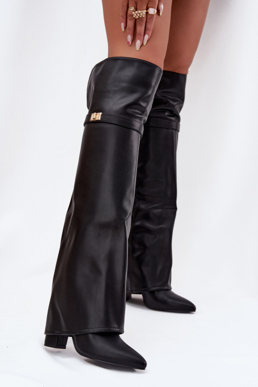 pašiltinti ilgaauliai bataisuINyĮiniętą CholeĮką virš kelių Obcas Słupek juodos spalvos Serelle