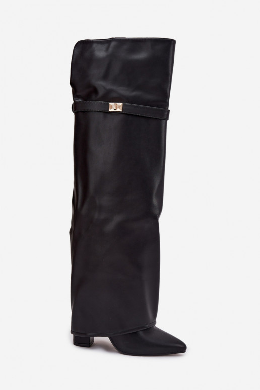 pašiltinti ilgaauliai bataisuINyĮiniętą CholeĮką virš kelių Obcas Słupek juodos spalvos Serelle