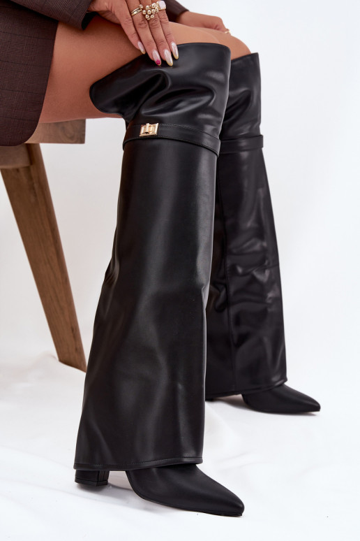 pašiltinti ilgaauliai bataisuINyĮiniętą CholeĮką virš kelių Obcas Słupek juodos spalvos Serelle