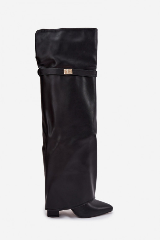 pašiltinti ilgaauliai bataisuINyĮiniętą CholeĮką virš kelių Obcas Słupek juodos spalvos Serelle