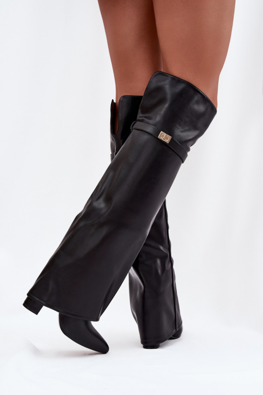 pašiltinti ilgaauliai bataisuINyĮiniętą CholeĮką virš kelių Obcas Słupek juodos spalvos Serelle