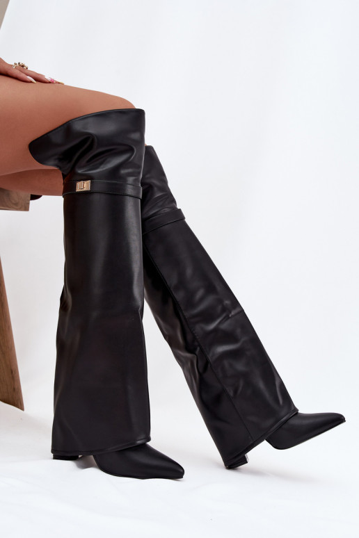 pašiltinti ilgaauliai bataisuINyĮiniętą CholeĮką virš kelių Obcas Słupek juodos spalvos Serelle