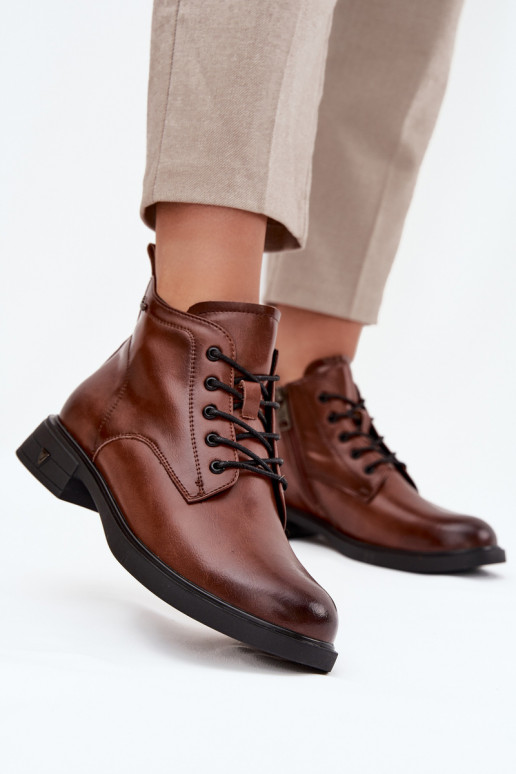 pašiltinti Oda Moteriški aulinukai Ant žemo kulno Vinceza 39953 rudos spalvos