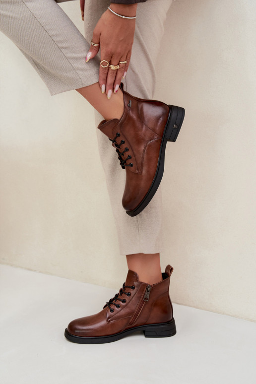 pašiltinti Oda Moteriški aulinukai Ant žemo kulno Vinceza 39953 rudos spalvos