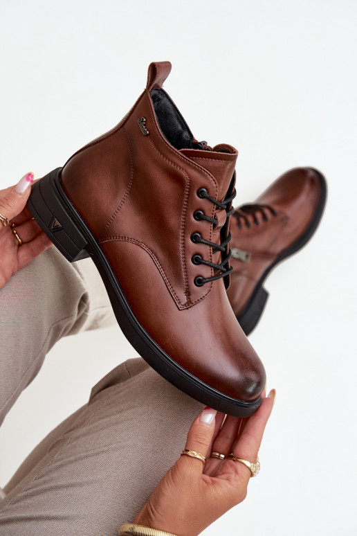 pašiltinti Oda Moteriški aulinukai Ant žemo kulno Vinceza 39953 rudos spalvos