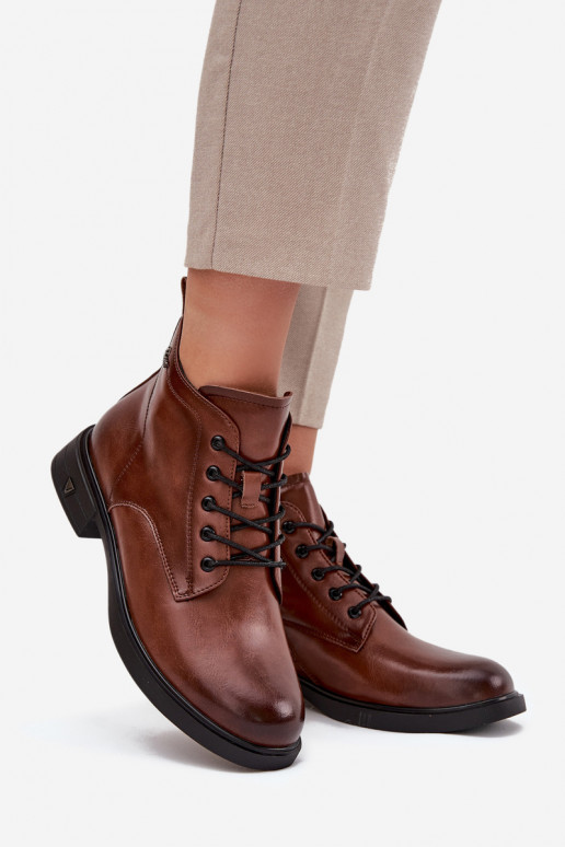 pašiltinti Oda Moteriški aulinukai Ant žemo kulno Vinceza 39953 rudos spalvos