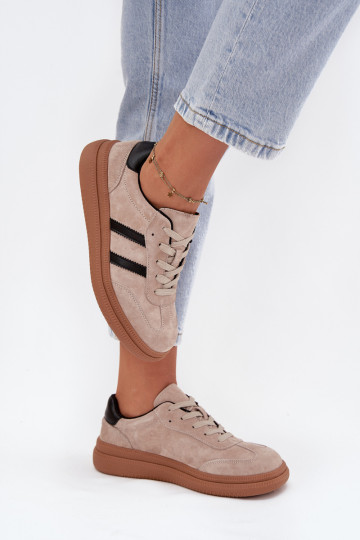 iš zomšos Sneakers modelio batai Moteriškas su platforma smėlio spalvos Elivienne
