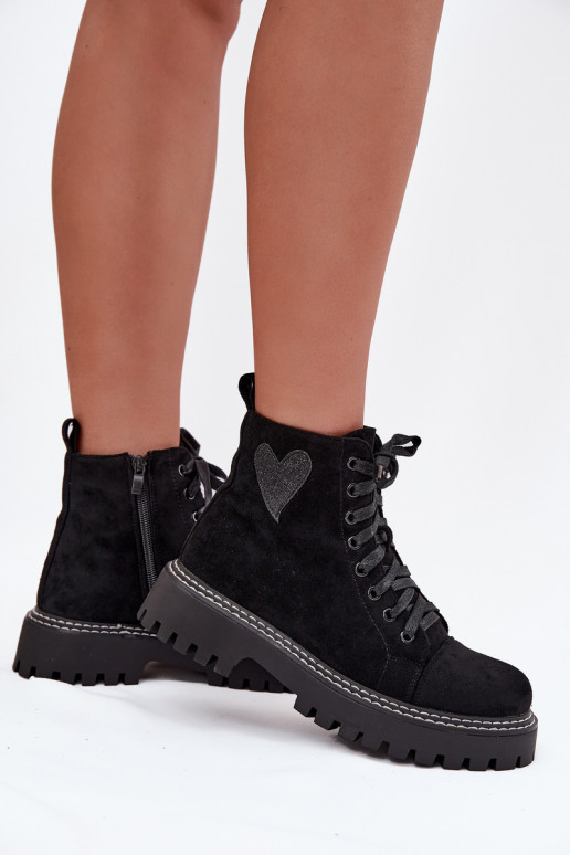 Moteriški aulinukaisusu blizgesiuoĮym su širdelėmism juodos spalvos Įjungtariri