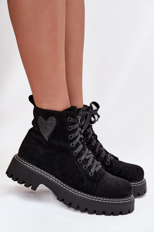 Moteriški aulinukaisusu blizgesiuoĮym su širdelėmism juodos spalvos Įjungtariri