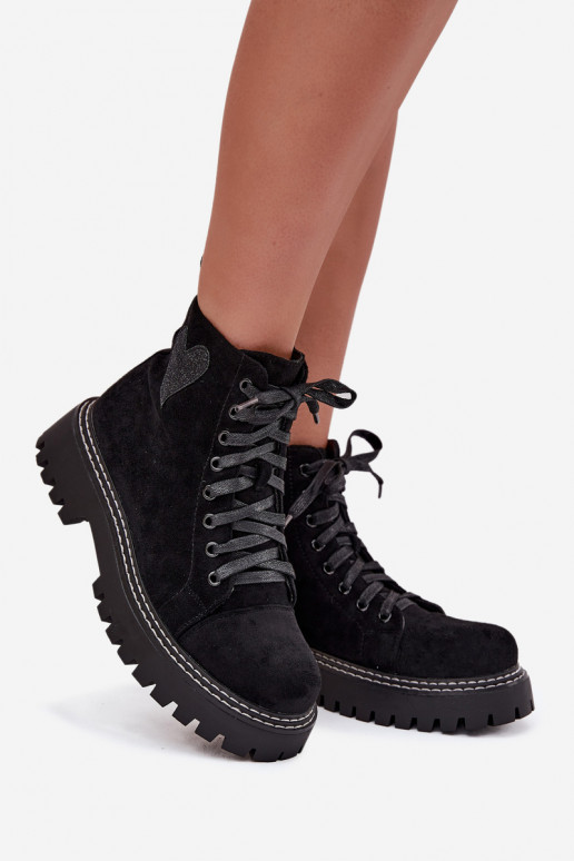 Moteriški aulinukaisusu blizgesiuoĮym su širdelėmism juodos spalvos Įjungtariri