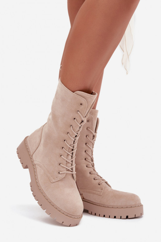 Darbiniai kulkšnies batai Moteriškas pašiltinti smėlio spalvos Tai turirvielle