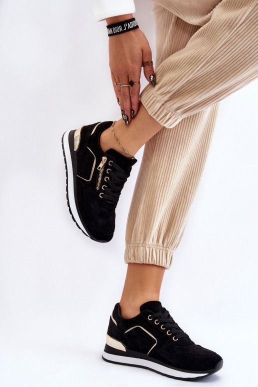 iš zomšos sportiniai bateliai su platforma juodos spalvos Riverside