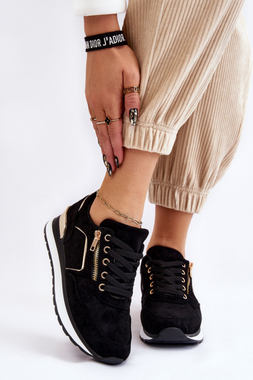 iš zomšos sportiniai bateliai su platforma juodos spalvos Riverside