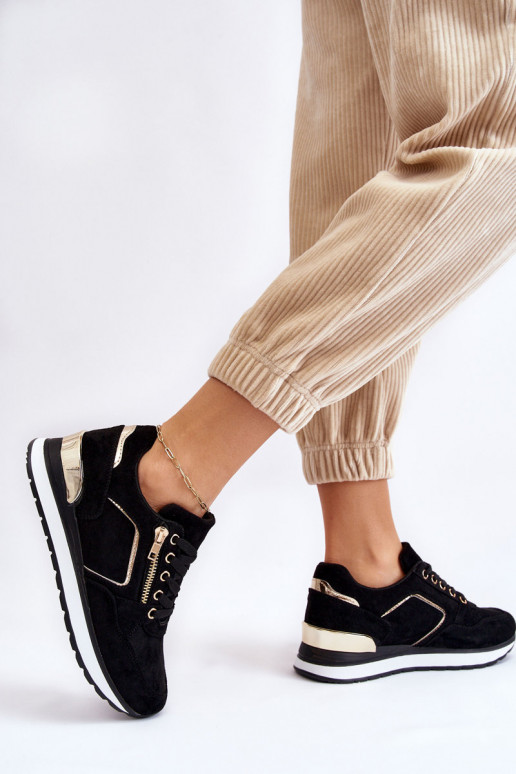 iš zomšos sportiniai bateliai su platforma juodos spalvos Riverside