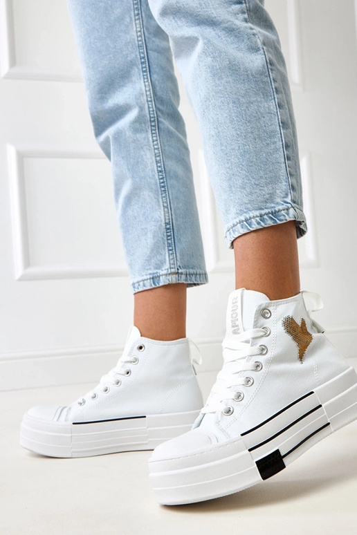 Balti aukšti sportbačiai su platforma...