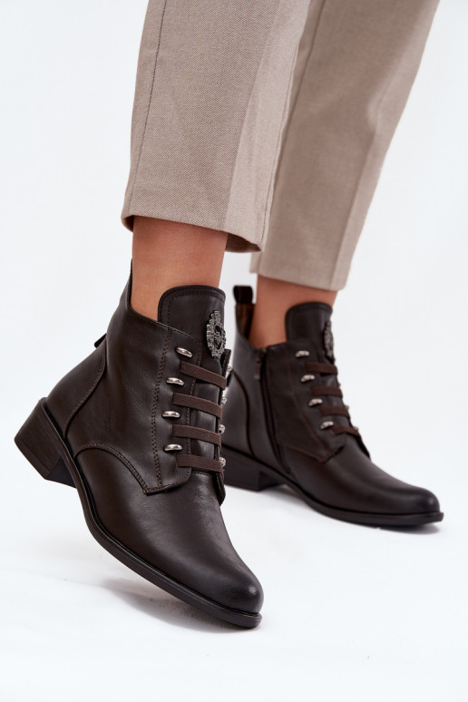 Žemas Aulinukai pašiltinti Į Pilį su ornamentais rudos spalvos Nevalia