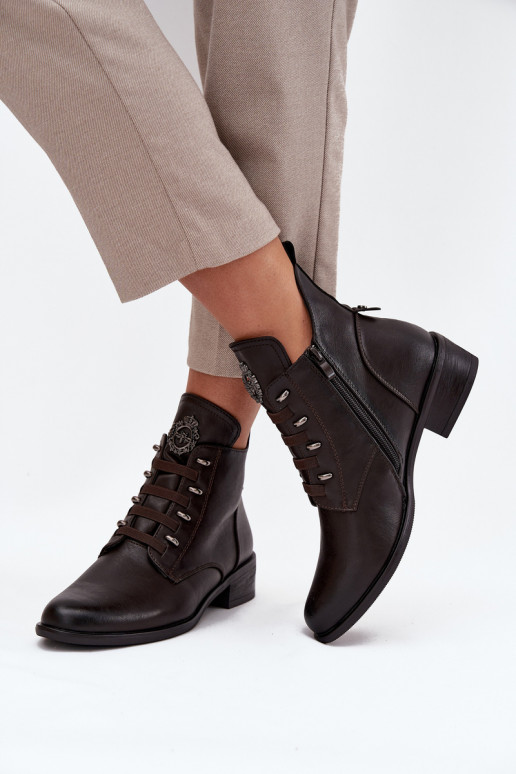 Žemas Aulinukai pašiltinti Į Pilį su ornamentais rudos spalvos Nevalia