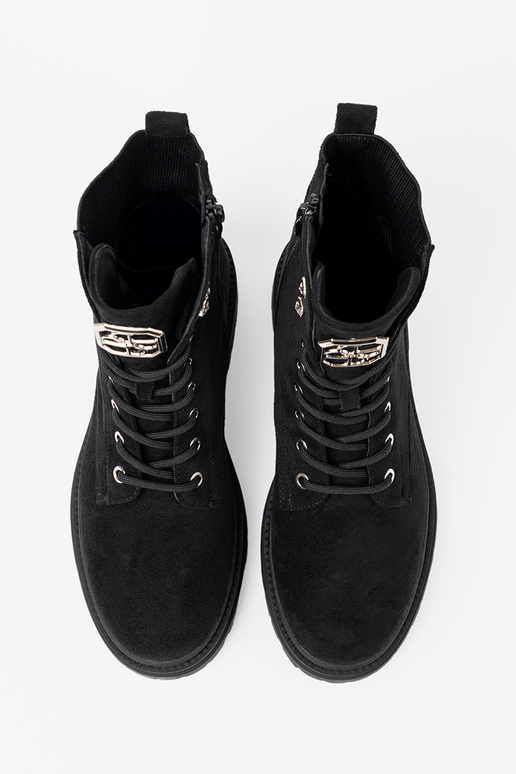 Elegantiško stiliaus juodos spalvos auliniai batai z błyszczącymi kryształkami