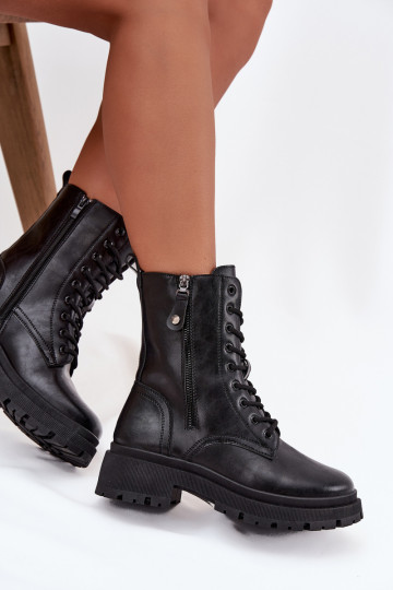 Darbiniai kulkšnies batai Moteriškas pašiltintisuPodĮójnym Zamkiem juodos spalvos Perlina