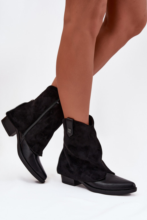 pašiltinti kaubojiško stiliaus aulinukai su kulniukais juodos spalvos Sylvette