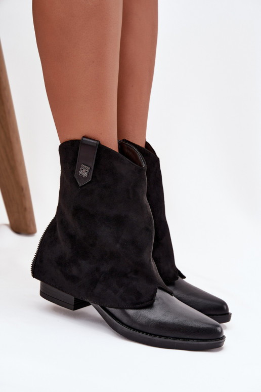 pašiltinti kaubojiško stiliaus aulinukai su kulniukais juodos spalvos Sylvette