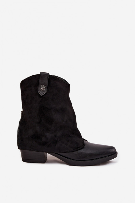 pašiltinti kaubojiško stiliaus aulinukai su kulniukais juodos spalvos Sylvette