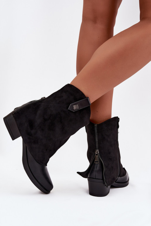 pašiltinti kaubojiško stiliaus aulinukai su kulniukais juodos spalvos Sylvette