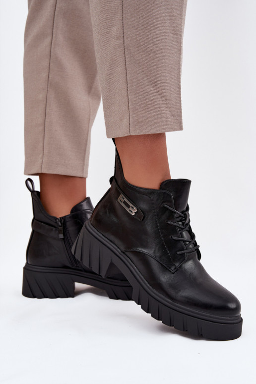 Žemas pašiltinti Moteriški aulinukai Klocke su dekoruotais kulnais juodos spalvos Therisse