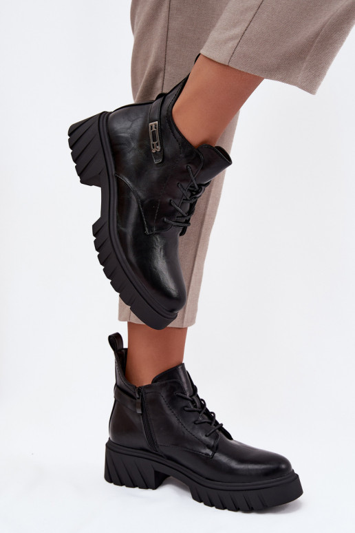 Žemas pašiltinti Moteriški aulinukai Klocke su dekoruotais kulnais juodos spalvos Therisse