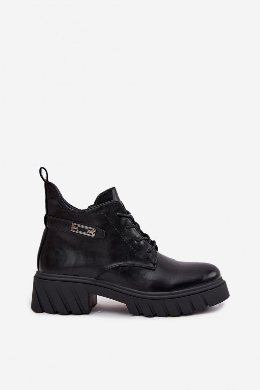 Žemas pašiltinti Moteriški aulinukai Klocke su dekoruotais kulnais juodos spalvos Therisse