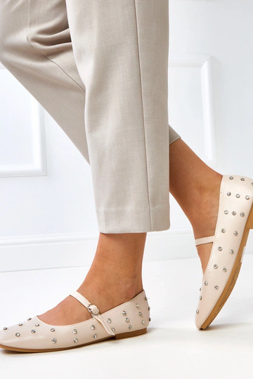 Smėlio spalvos balerinos su...