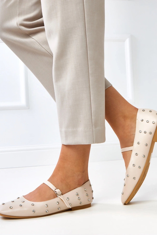 Smėlio spalvos balerinos su... Smėlio spalvos balerinos su...