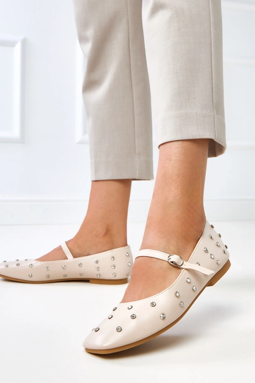 Smėlio spalvos balerinos su... Smėlio spalvos balerinos su...