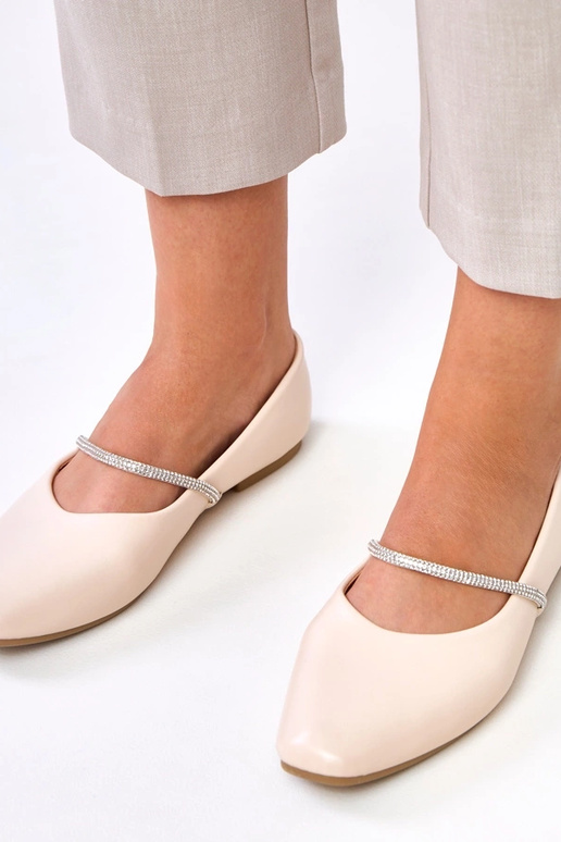 Smėlio spalvos balerinos su... Smėlio spalvos balerinos su...