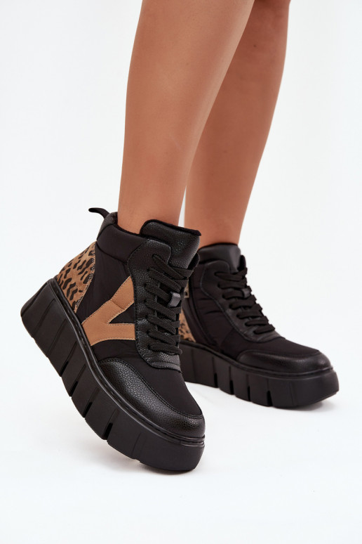 Oda Moteriški aulinukai su platforma pašiltinti Vinceza 66838 juodos spalvos