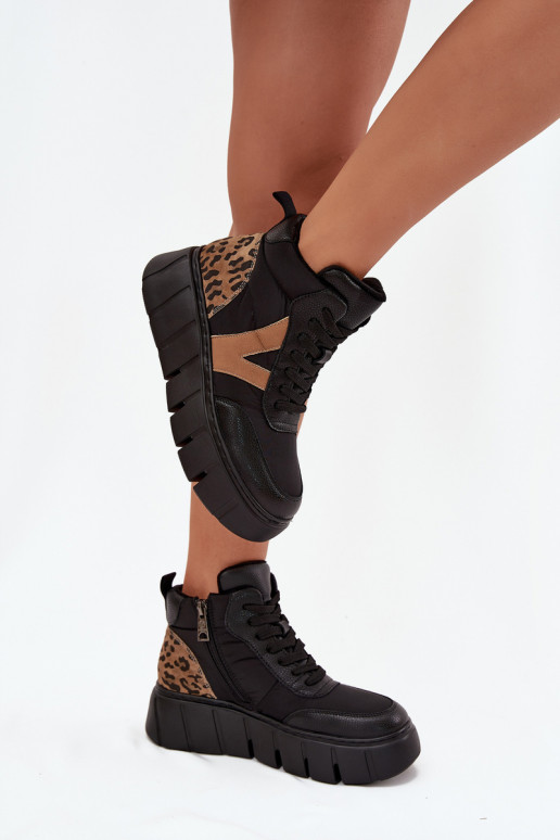 Oda Moteriški aulinukai su platforma pašiltinti Vinceza 66838 juodos spalvos