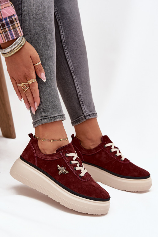 iš zomšos batai Moteriškas su platformasuPrzypinką Vinceza 41495 bordo spalvos