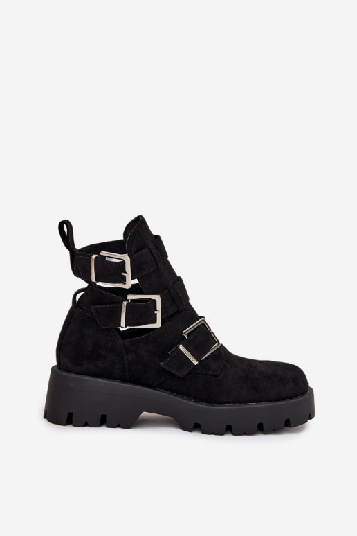 Moteriški aulinukai su juostelėmis I sidabro spalvosmi su sagtimismi juodos spalvos Helisse Moteriški aulinukai su juostelėmis I sidabro spalvosmi su sagtimismi juodos spalvos Helisse