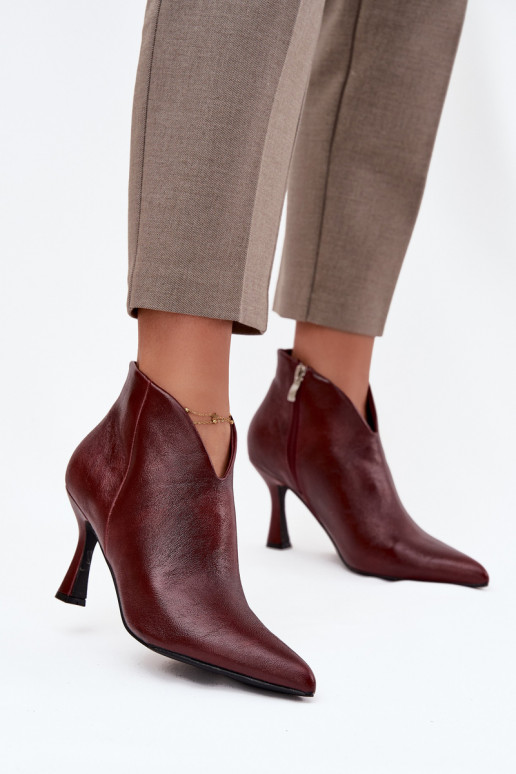 su lako efektu žemakulniai batai moterims su plonais kulniukais bordo spalvos Jolivra