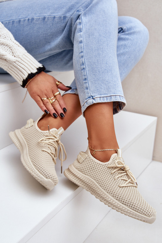 Tinklelis Įsispiriamo modelio sportiniai bateliai Moteriškas smėlio spalvos Harice Tinklelis Įsispiriamo modelio sportiniai bateliai Moteriškas smėlio spalvos Harice