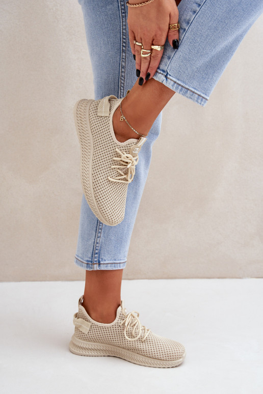 Tinklelis Įsispiriamo modelio sportiniai bateliai Moteriškas smėlio spalvos Harice Tinklelis Įsispiriamo modelio sportiniai bateliai Moteriškas smėlio spalvos Harice