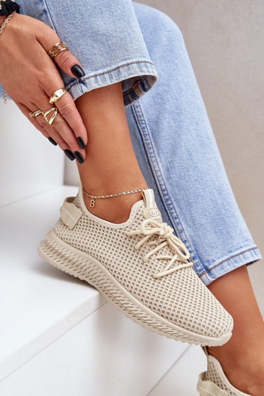 Tinklelis Įsispiriamo modelio sportiniai bateliai Moteriškas smėlio spalvos Harice Tinklelis Įsispiriamo modelio sportiniai bateliai Moteriškas smėlio spalvos Harice